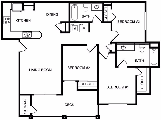 3 Beds • 2 Bath 0251 floor plan